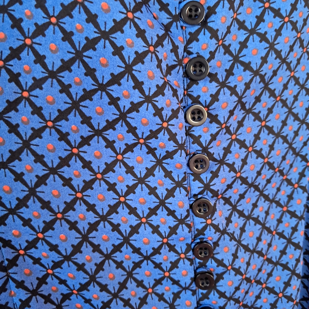 Blue Strappy Romper Side Zipper, Soft! Geometrical Polka Dot Design! So Cute - Picture 4 of 9